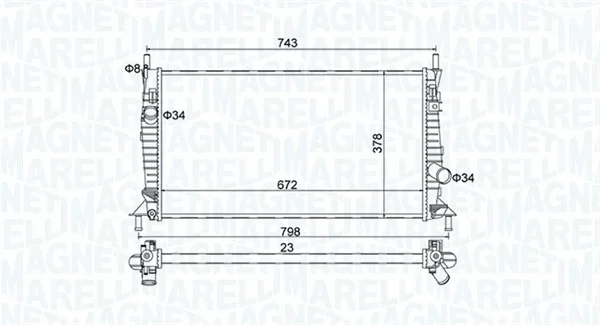 Chladič, chlazení motoru MAGNETI MARELLI 350213157400 Chladič, chlazení motoru MAGNETI MARELLI 350213157400