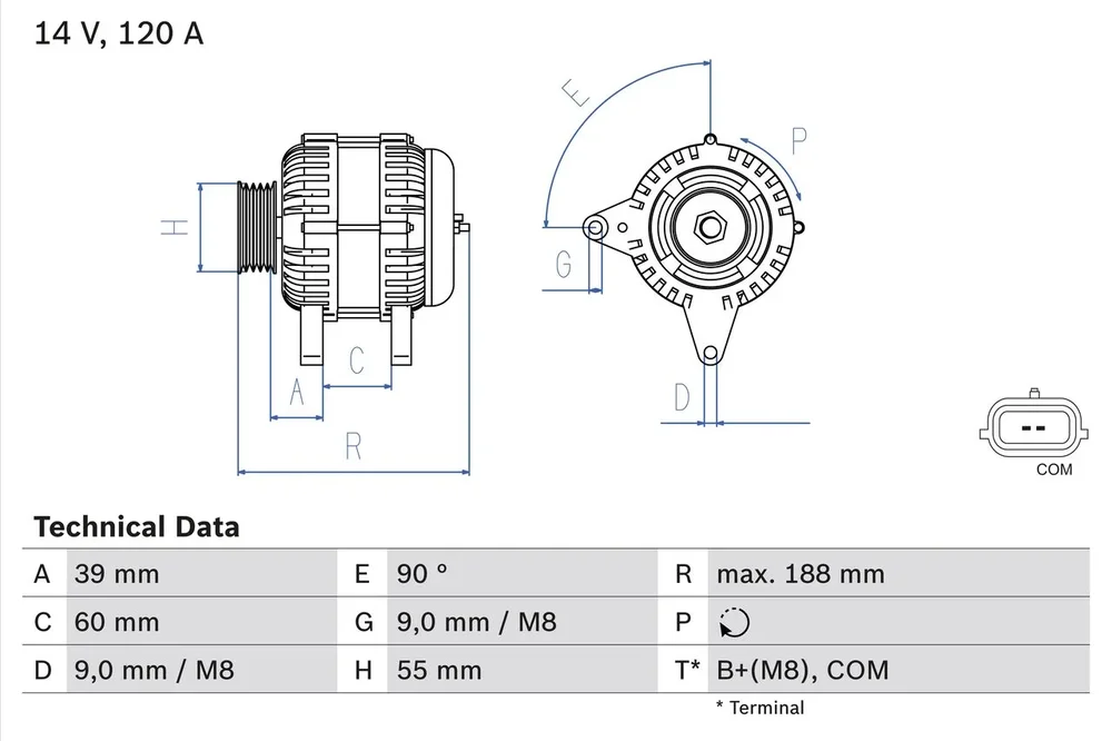 BO 0986080990 Alternátor BOSCH-výměnný díl