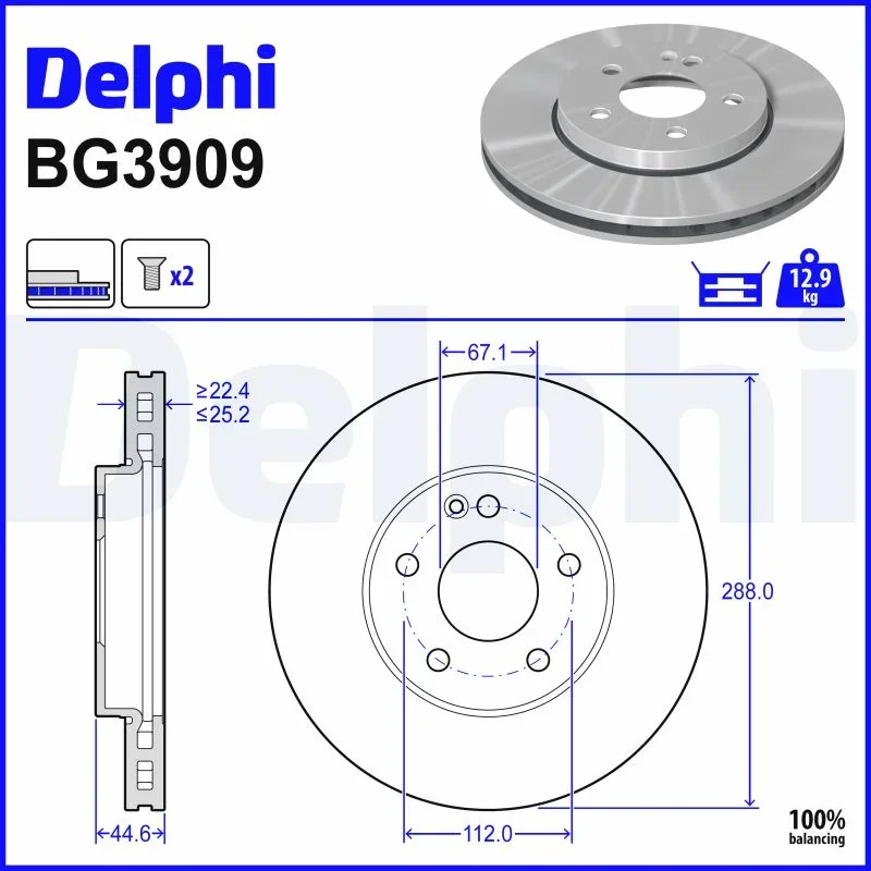 Brzdový kotouč DELPHI BG3909