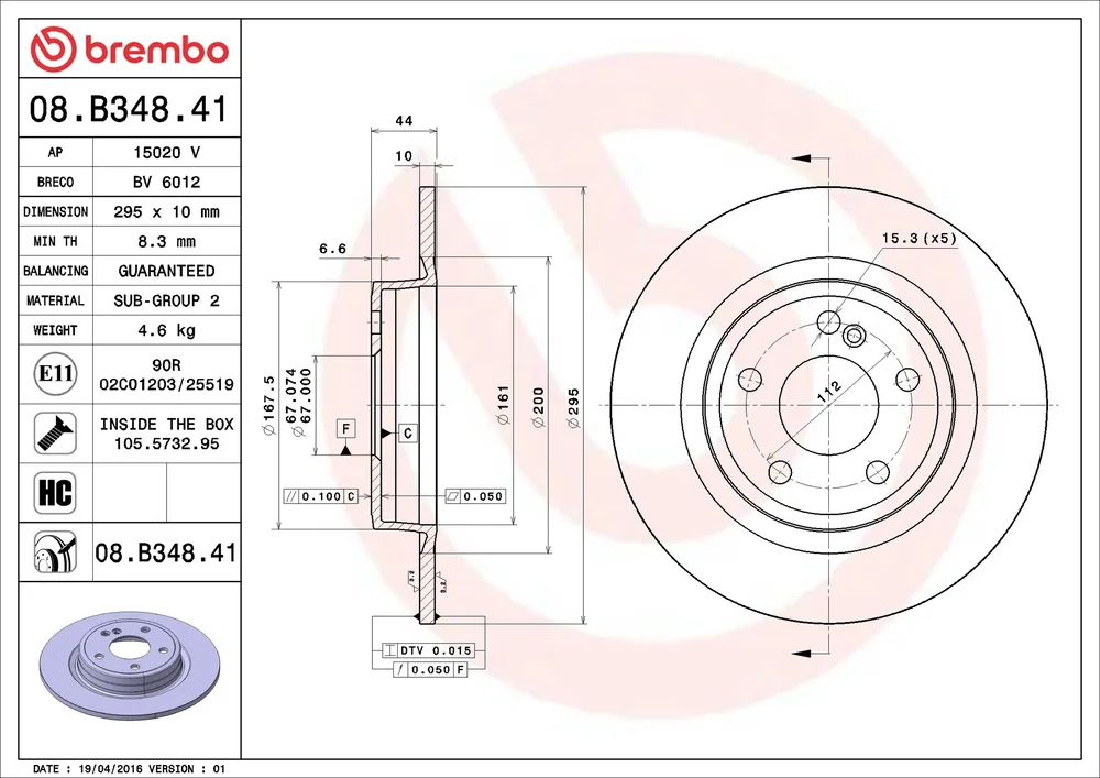 Brzdový kotouč BREMBO 08.B348.41