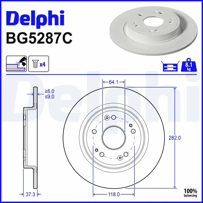 Brzdový kotouč DELPHI BG5287C – OE 42510T50J00