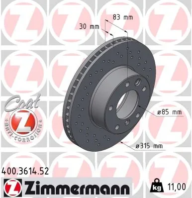 Brzdový kotouč ZIMMERMANN 400.3614.52