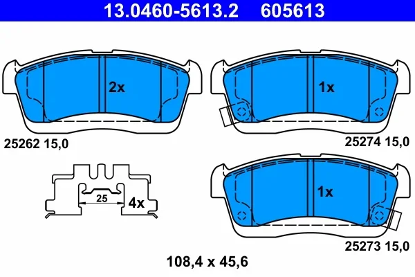 Sada brzdových destiček, kotoučová brzda ATE 13.0460-5613.2