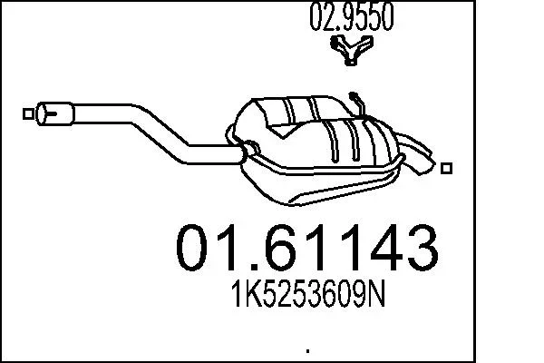 Zadni tlumic vyfuku MTS 01.61143 – OE 1K5253609N