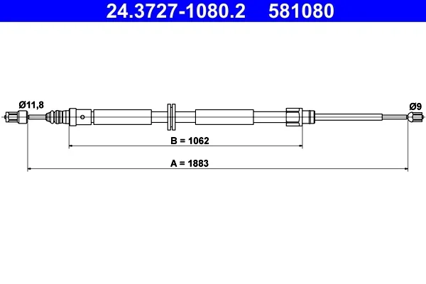 Tazne lanko, parkovaci brzda ATE 24.3727-1080.2 – OE 364000001R