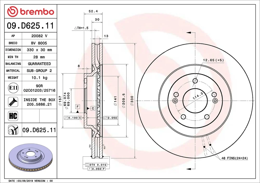Brzdový kotouč BREMBO 09.D625.11
