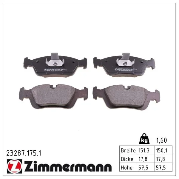 Sada brzdových destiček, kotoučová brzda ZIMMERMANN 23287.175.1