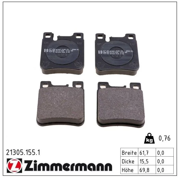 Sada brzdových destiček, kotoučová brzda ZIMMERMANN 21305.155.1