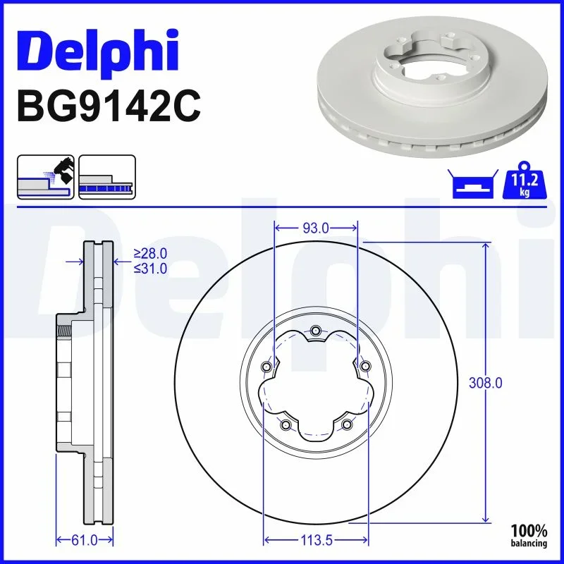 Brzdový kotouč DELPHI BG9142C
