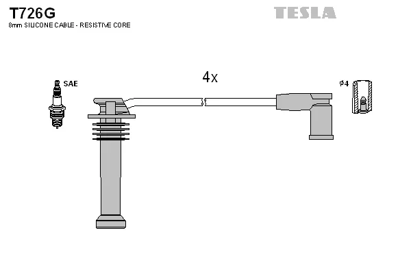 Sada kabelů pro zapalování TESLA T726G – OE YS6F-12287-B1A