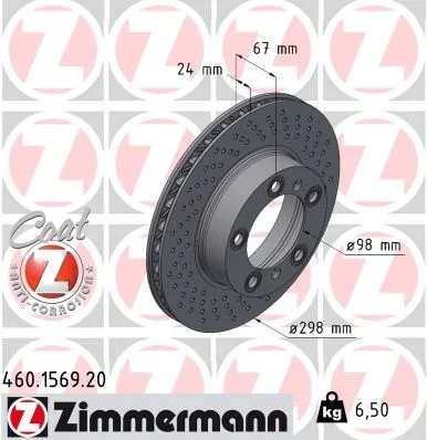 Brzdový kotouč ZIMMERMANN 460.1569.20 – OE 98735140201