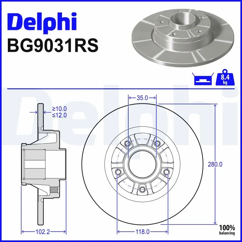 Brzdový kotouč DELPHI BG9031RS