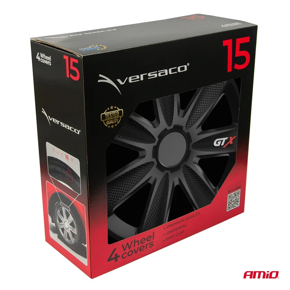 Poklice GTX 15” černý karbon sada 4ks COLOR BOX Versaco 2758 - Obrázek 4