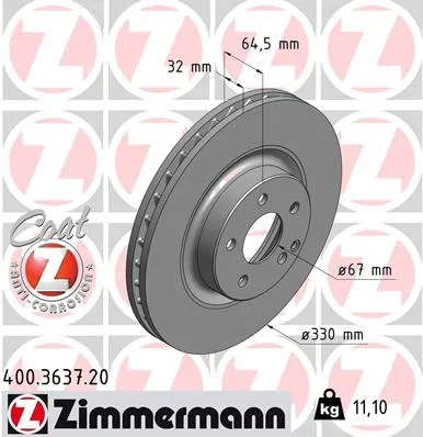 Brzdový kotouč ZIMMERMANN 400.3637.20