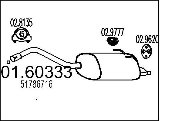 Zadni tlumic vyfuku MTS 01.60333 – OE 51786716 Zadni tlumic vyfuku MTS 01.60333 – OE 51786716