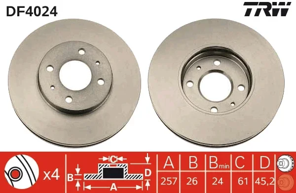 Brzdový kotouč TRW DF4024 – OE 40206-54C01