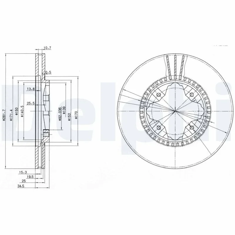 Brzdový kotouč DELPHI BG3063 – OE 45251-SM5-A00