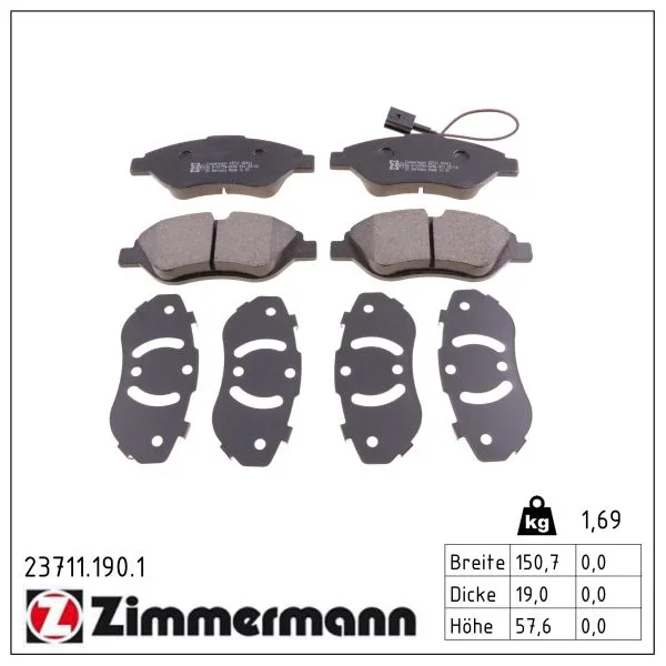 Sada brzdových destiček, kotoučová brzda ZIMMERMANN 23711.190.1