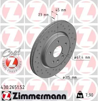 Brzdový kotouč ZIMMERMANN 430.2651.52 – OE 13595818