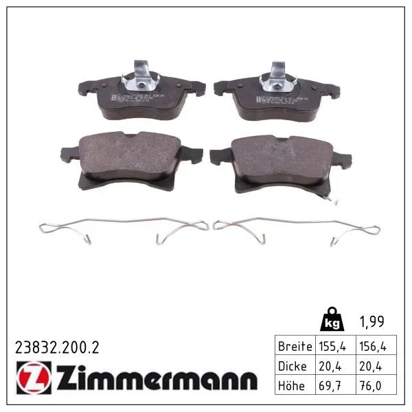 Sada brzdových destiček, kotoučová brzda ZIMMERMANN 23832.200.2