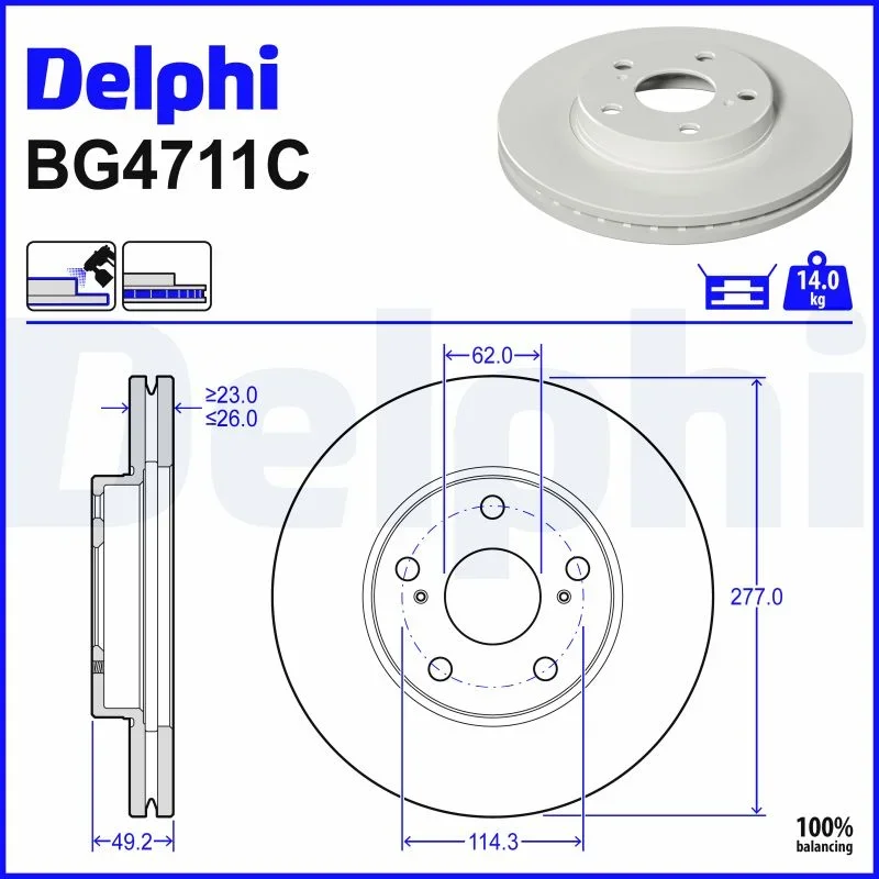Brzdový kotouč DELPHI BG4711C – OE 43512-02330