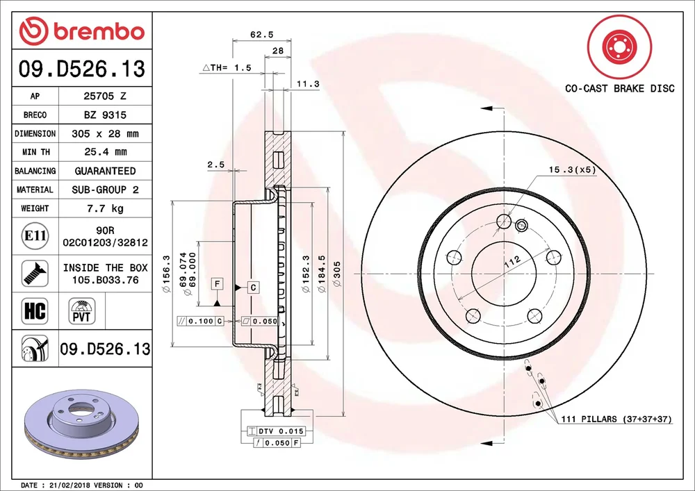 Brzdový kotouč BREMBO 09.D526.13
