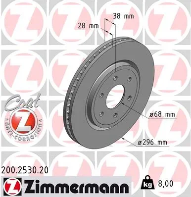 Brzdový kotouč ZIMMERMANN 200.2530.20