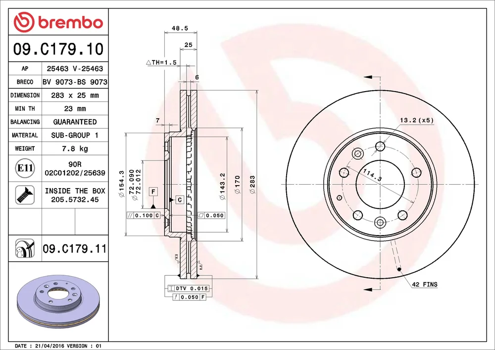 Brzdový kotouč BREMBO 09.C179.11