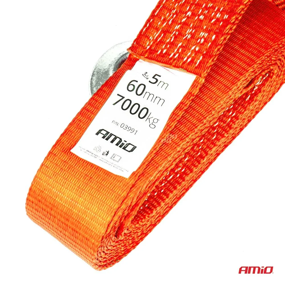 Popruhové tažné lano 7000kg 60mm 5m HÁK + HÁK AMiO-03991 - Obrázek 2