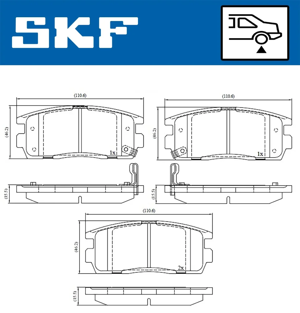Sada brzdových destiček, kotoučová brzda SKF VKBP90556A