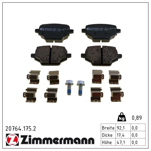 Sada brzdových destiček, kotoučová brzda ZIMMERMANN 20764.175.2