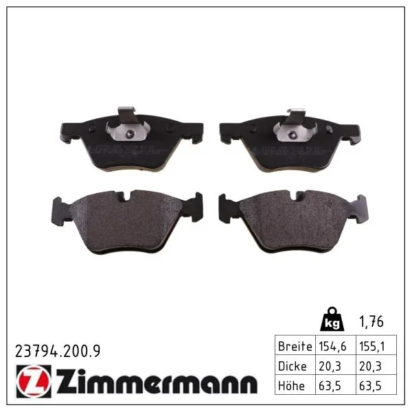 Sada brzdových destiček, kotoučová brzda ZIMMERMANN 23794.200.9