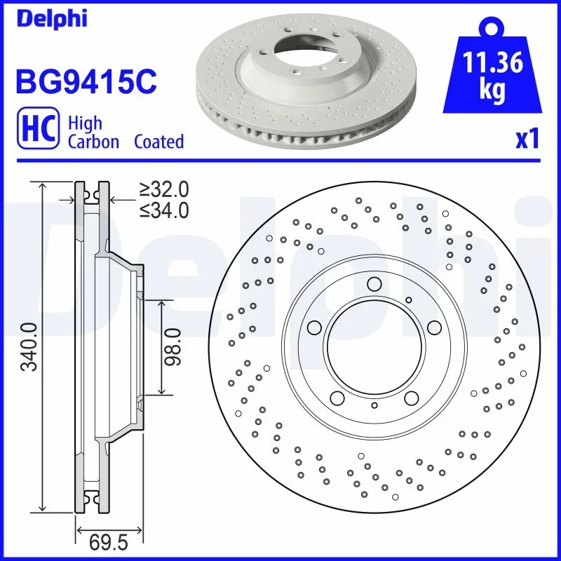 Brzdový kotouč DELPHI BG9415C – OE 99135140301