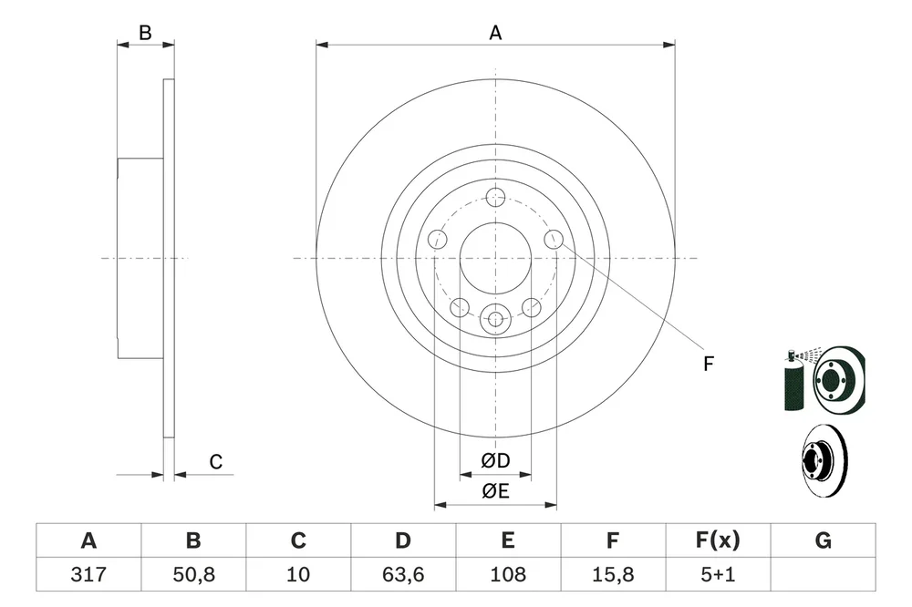 Brzdový kotouč BOSCH 0986479E58 – OE LR072016