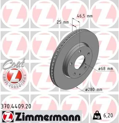 Brzdový kotouč ZIMMERMANN 370.4409.20 – OE BCKA-33-251