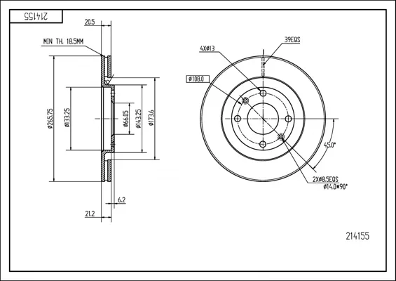 BRZ.KOTOUČ /P/P405 87-,BX 19GTI HART 214155 BRZ.KOTOUČ /P/P405 87-,BX 19GTI HART 214155