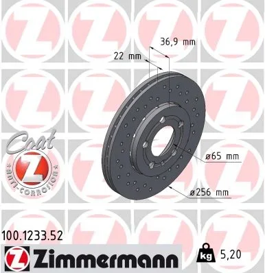 Brzdový kotouč ZIMMERMANN 100.1233.52