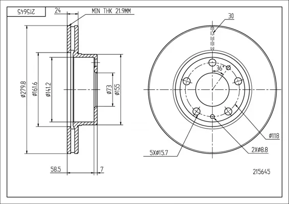 BRZ.KOTOUČ /P/ DUCATO 94- 280/24/21.9 HART 215645