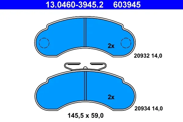 Sada brzdových destiček, kotoučová brzda ATE 13.0460-3945.2