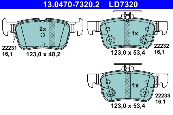 Sada brzdových destiček, kotoučová brzda ATE 13.0470-7320.2