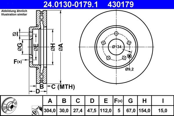Brzdový kotouč ATE 24.0130-0179.1