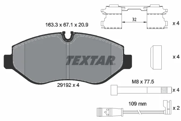 Sada brzdových destiček, kotoučová brzda TEXTAR 2919202