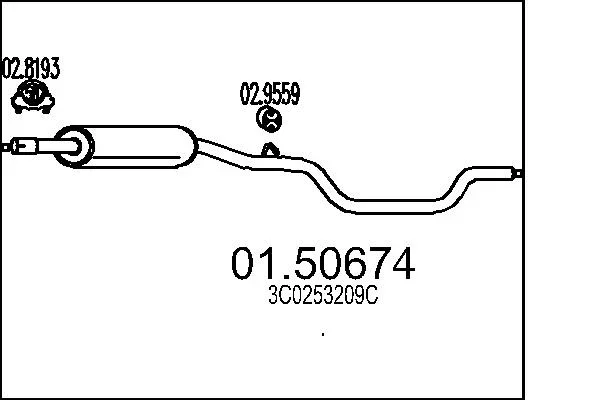 Stredni tlumic vyfuku MTS 01.50674 – OE 3C0253209C