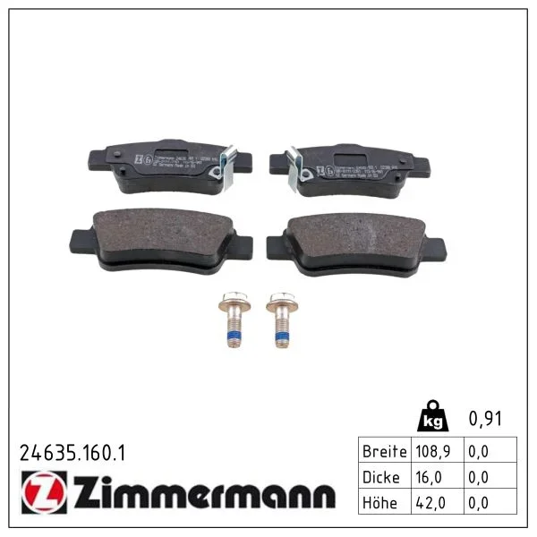 Sada brzdových destiček, kotoučová brzda ZIMMERMANN 24635.160.1