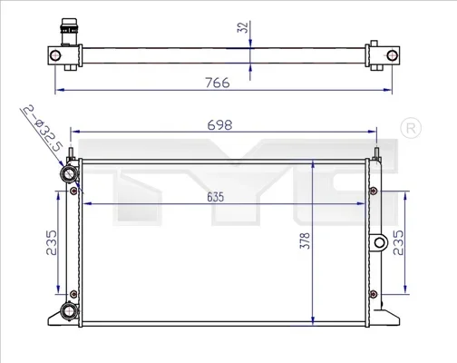Chladič, chlazení motoru TYC 737-0043-R
