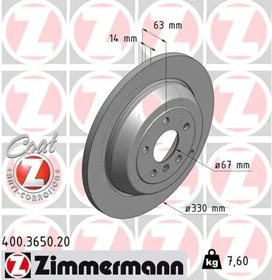 Brzdový kotouč ZIMMERMANN 400.3650.20