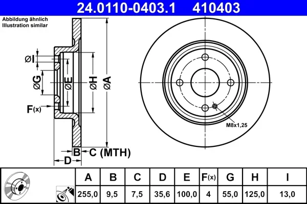 Brzdový kotouč ATE 24.0110-0403.1 – OE N243-26-251