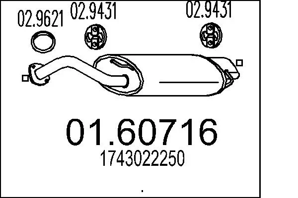 Zadni tlumic vyfuku MTS 01.60716 – OE 1743022250