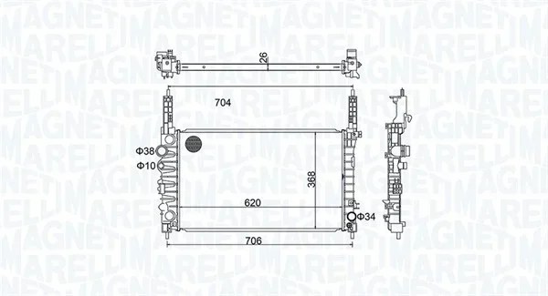 Chladič, chlazení motoru MAGNETI MARELLI 350213162900 Chladič, chlazení motoru MAGNETI MARELLI 350213162900