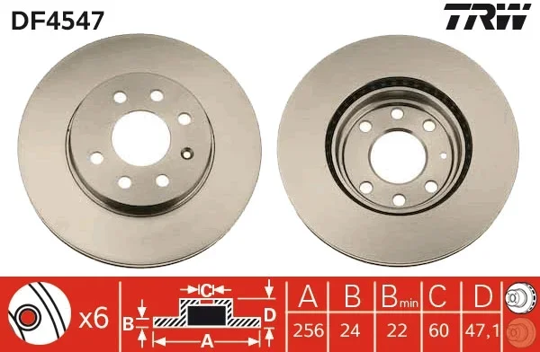 Brzdový kotouč TRW DF4547 – OE 96286933